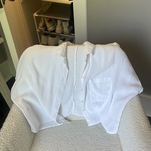 white semi-cropped button up tee